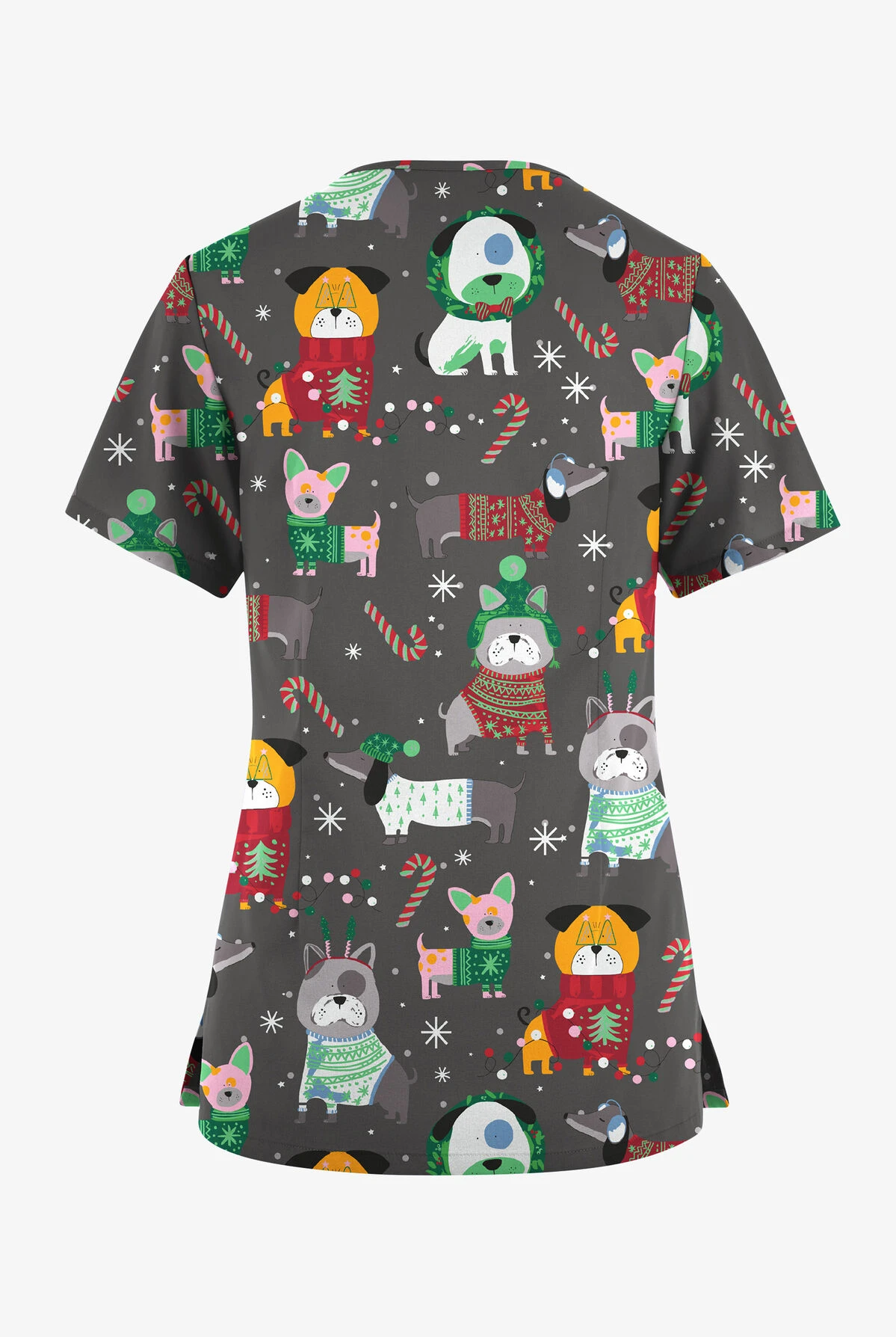 Butter-Soft Originals Cuddly Pups Pewter Women's 7-Pocket Rounded V-Neck Printed Scrub Top Butter-Soft Originals Cuddly Pups Pewter Women's 7-Pocket Rounded V-Neck Printed Scrub Top -Cherokee Shop H1638CPPW 092823 2