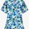 Butter-Soft Christmas Frost Women's 3-Pocket V-Neck Print Scrub Top