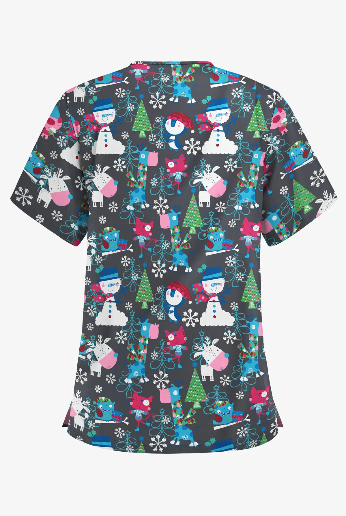 Butter-Soft Holiday Party Pewter Women's 3-Pocket V-Neck Print Scrub Top Butter-Soft Holiday Party Pewter Women's 3-Pocket V-Neck Print Scrub Top -Cherokee Shop H61HPG 2