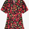 Butter-Soft Thanksgiving Morning Women's 3-Pocket V-Neck Print Scrub Top