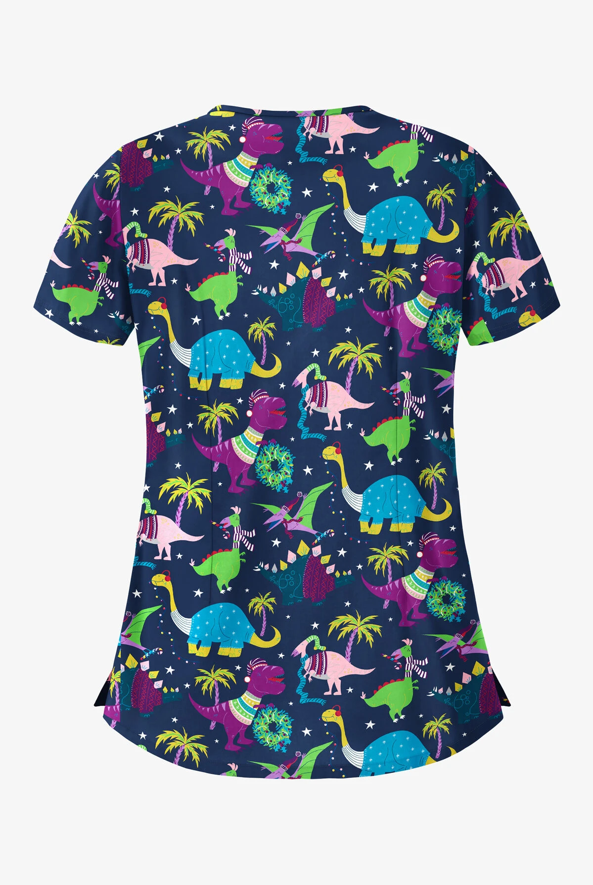 Butter-Soft Christmas Dinos Navy Women's 5-Pocket Rounded V-Neck Print Scrub Top Butter-Soft Christmas Dinos Navy Women's 5-Pocket Rounded V-Neck Print Scrub Top -Cherokee Shop H638CDNV 2