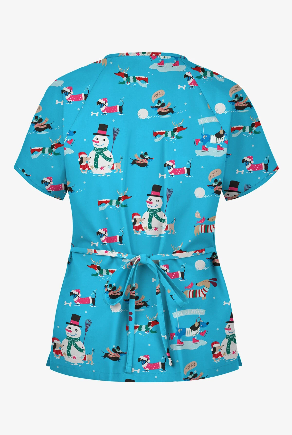 Butter-Soft Holiday Fun Turquoise Women's 2-Pocket Mock Wrap Print Scrub Top Butter-Soft Holiday Fun Turquoise Women's 2-Pocket Mock Wrap Print Scrub Top -Cherokee Shop H668HDT 2