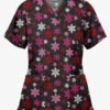 Butter-Soft Morning Snow Women's 2-Pocket Mock Wrap Print Scrub Top