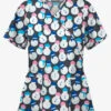 Butter-Soft Snowman Party Pewter Women's 2-Pocket Mock Wrap Print Scrub Top
