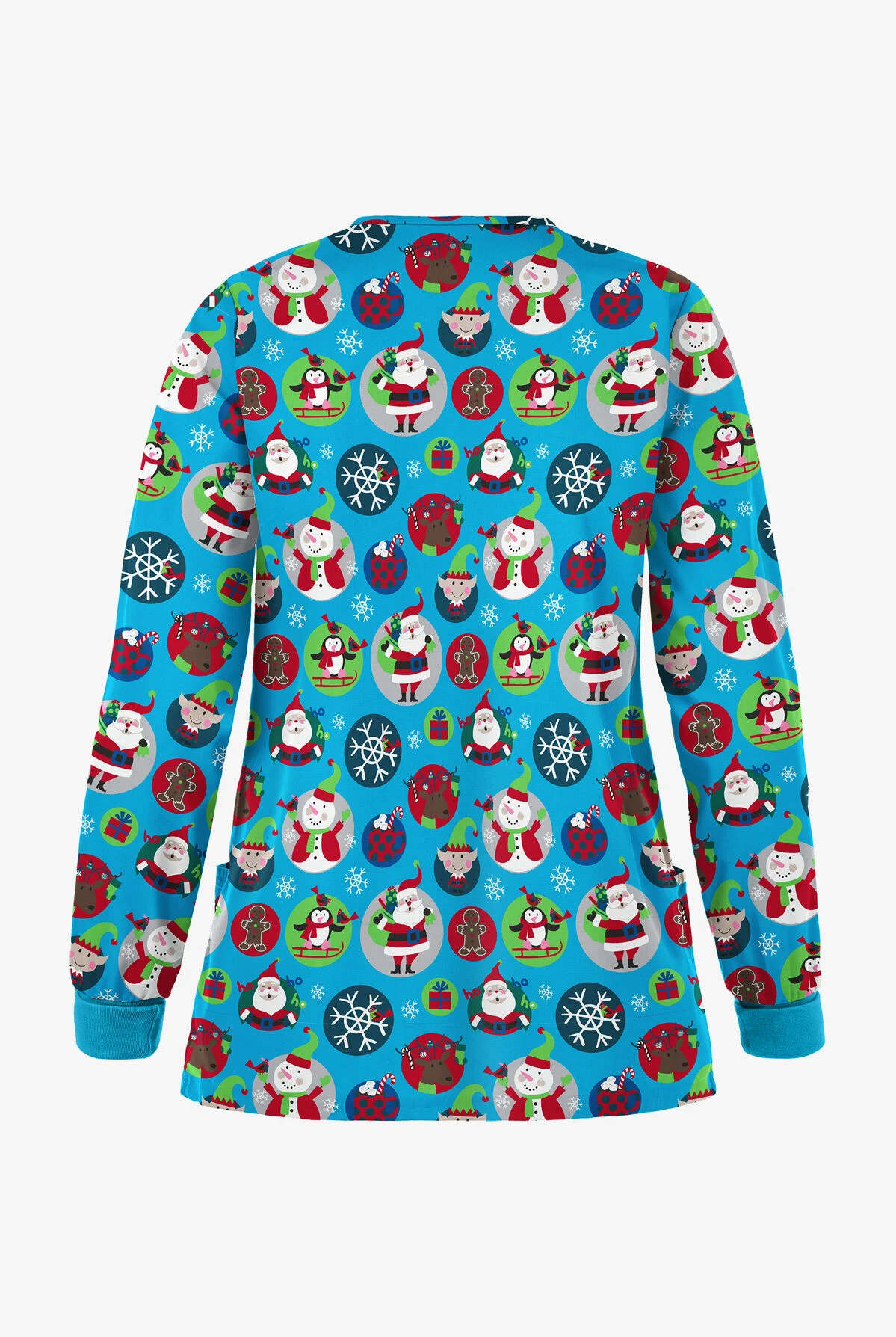 Butter-Soft Christmas Stickers Turquoise Women's 2-Pocket Warm-Up Print Scrub Jacket Butter-Soft Christmas Stickers Turquoise Women's 2-Pocket Warm-Up Print Scrub Jacket -Cherokee Shop H82CSTQ 2
