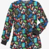 Butter-Soft Happy Dogs Women's 2-Pocket Warm-Up Print Scrub Jacket
