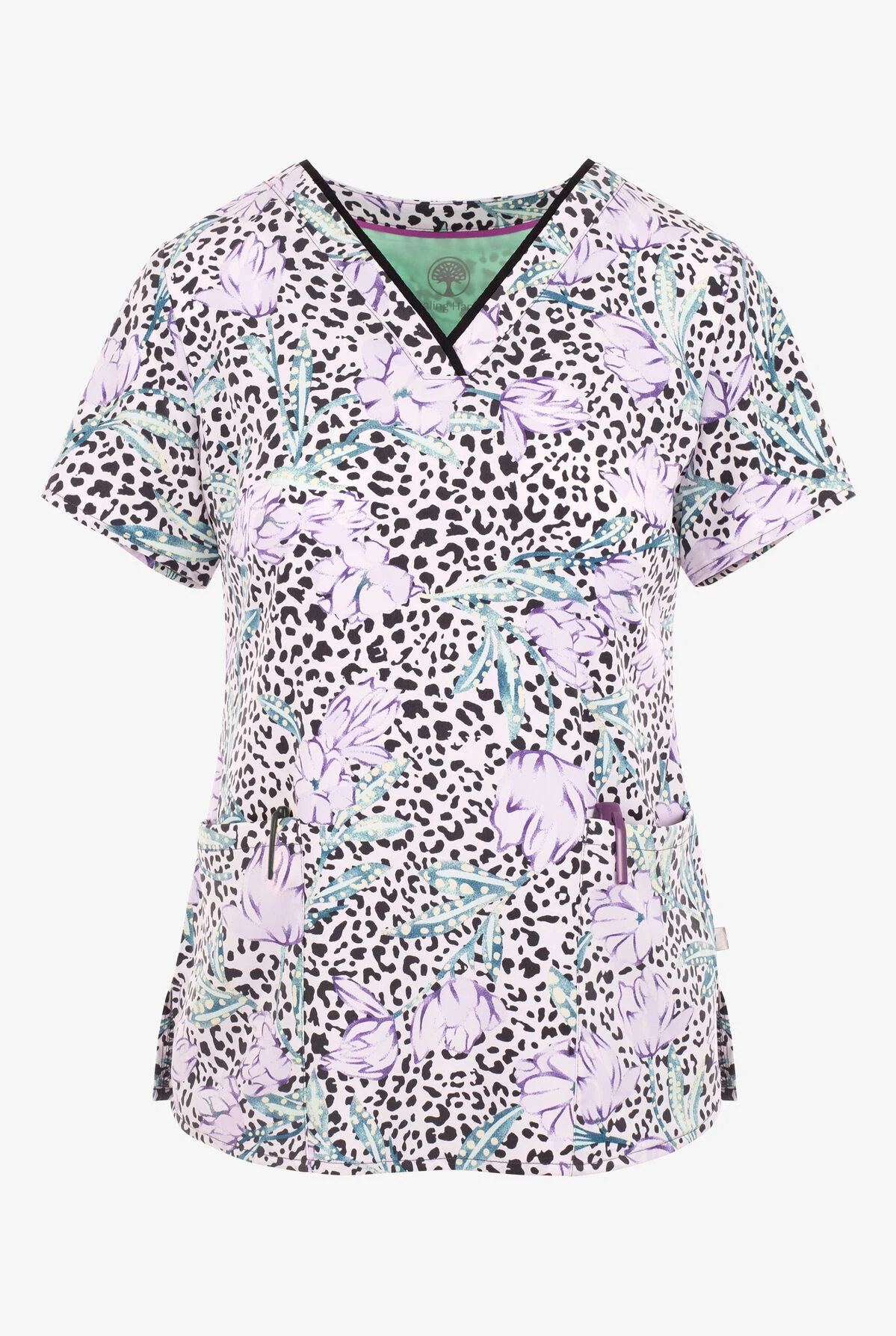 Healing Hands Wild Beauty Animal Women's 3-Pocket STRETCH V-Neck Print Scrub Top Healing Hands Wild Beauty Animal Women's 3-Pocket STRETCH V-Neck Print Scrub Top -Cherokee Shop HE226WIB 092823 1