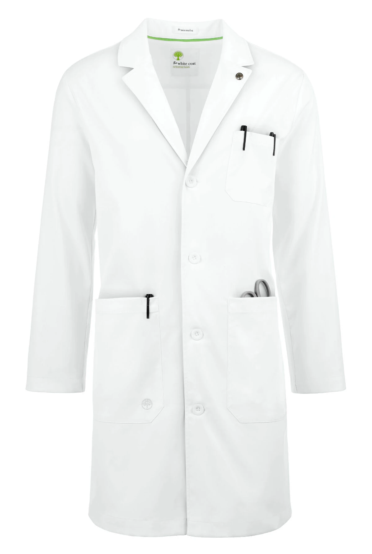Healing Hands White Coat Minimalist Men's 38" 5-Pocket STRETCH Lab Coat Healing Hands White Coat Minimalist Men's 38" 5-Pocket STRETCH Lab Coat -Cherokee Shop HE5151 WHITE 1