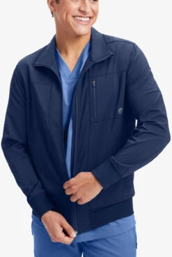 Healing Hands Purple Label Jonathan Men's 6-Pocket STRETCH Bomber Scrub Jacket -Cherokee Shop HE5530 NAVY 6