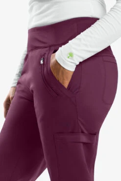 Healing Hands Purple Label Tyra Women's 8-Pocket STRETCH Slim Yoga Scrub Pants 2 Healing Hands Purple Label Tyra Women's 8-Pocket STRETCH Slim Yoga Scrub Pants -Cherokee Shop HE9134 WINE 5