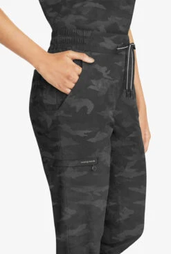 Healing Hands Purple Label Tate Camo Women's 5-Pocket STRETCH Jogger Scrub Pants - Petite -Cherokee Shop HE9350 092523 BLACK 3 HV