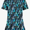 UA Butter-Soft STRETCH Wintertime Turquoise Women's 1-Pocket V-Neck Tuck-In Printed Scrub Top