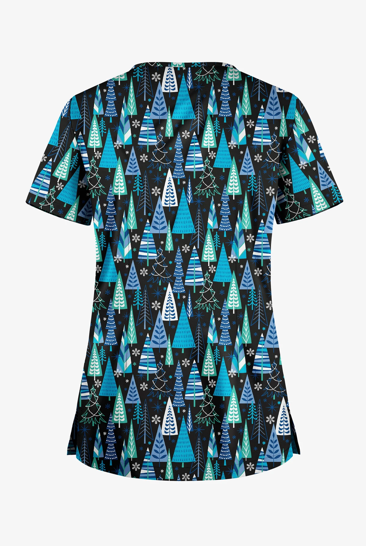 UA Butter-Soft STRETCH Wintertime Turquoise Women's 1-Pocket V-Neck Tuck-In Printed Scrub Top UA Butter-Soft STRETCH Wintertime Turquoise Women's 1-Pocket V-Neck Tuck-In Printed Scrub Top -Cherokee Shop HTS452WTTQ 100423 2