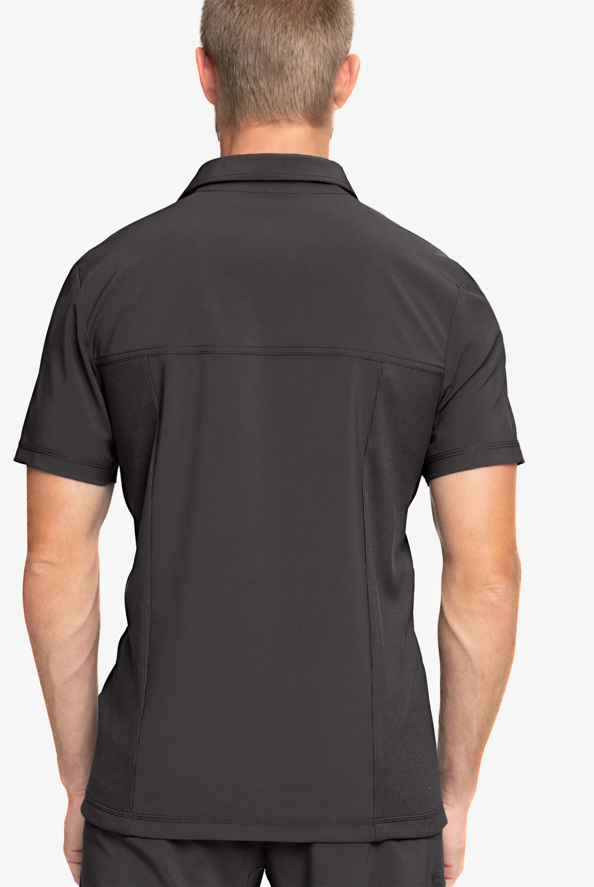 Cherokee Infinity Men's 1 Zippered Pocket STRETCH Rib-Knit Polo Scrub Top Cherokee Infinity Men's 1 Zippered Pocket STRETCH Rib-Knit Polo Scrub Top -Cherokee Shop IN825 PEWTE 3