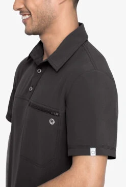 Cherokee Infinity Men's 1 Zippered Pocket STRETCH Rib-Knit Polo Scrub Top 3 Cherokee Infinity Men's 1 Zippered Pocket STRETCH Rib-Knit Polo Scrub Top -Cherokee Shop IN825 PEWTE 4