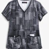 Koi Lite™ Houndstooth Platinum Eve Women's 2-Pocket Y-Neck Print Scrub Top