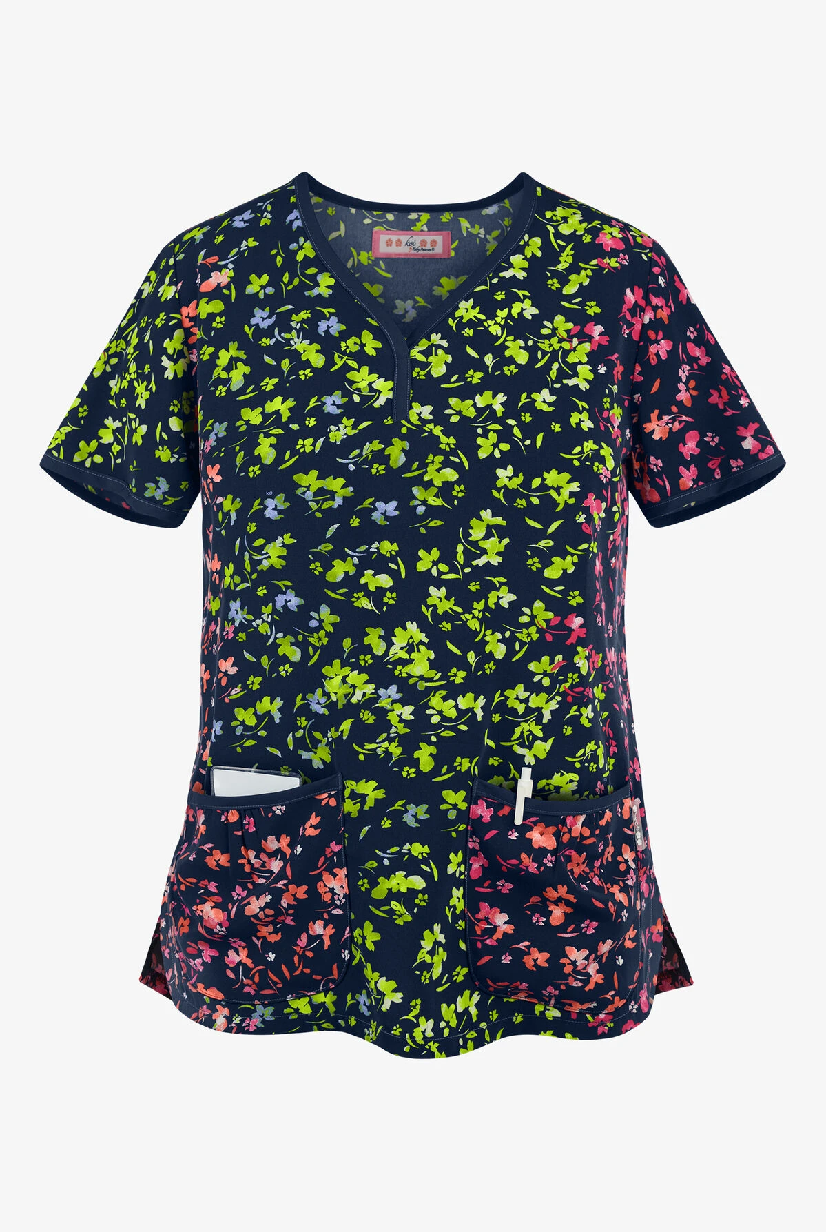 koi Lite™ Rainbow Ditsy Eve Women's 2-Pocket Y-Neck Print Scrub Top Koi Lite™ Rainbow Ditsy Eve Women's 2-Pocket Y-Neck Print Scrub Top -Cherokee Shop K1007RWD 1