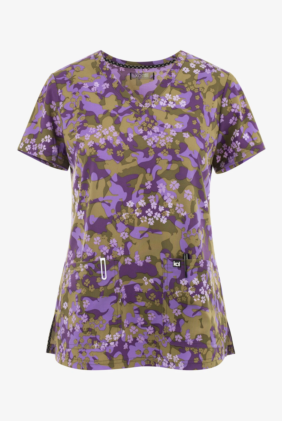koi Next Gen Early Energy Camo Blossom Women's 2-Pocket STRETCH V-Neck Print Scrub Top Koi Next Gen Early Energy Camo Blossom Women's 2-Pocket STRETCH V-Neck Print Scrub Top -Cherokee Shop K1029CSS 1