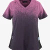 Koi Basics Cali Ombre Heather Azalea Pink/ Charcoal V-Neck Print Scrub Top