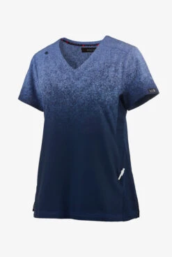 Koi Basics Cali Ombre Heather Galaxy/ Navy V Neck Print Scrub Top 2 Koi Basics Cali Ombre Heather Galaxy/ Navy V Neck Print Scrub Top -Cherokee Shop K1031HGA 3