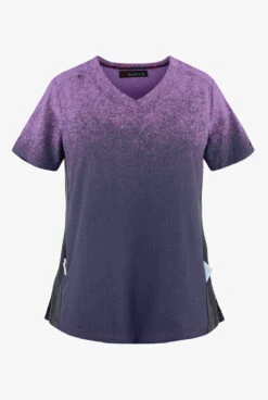 Koi Basics Heather Wisteria/Charcoal Women's 2-Pocket Ombre Print Scrub Top