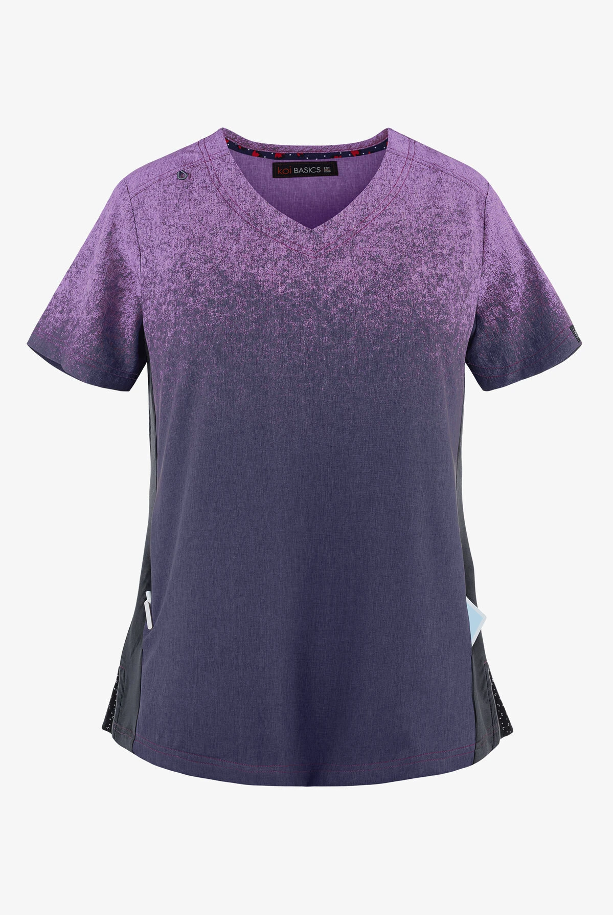 koi Basics Heather Wisteria/Charcoal Women's 2-Pocket Ombre Print Scrub Top Koi Basics Heather Wisteria/Charcoal Women's 2-Pocket Ombre Print Scrub Top -Cherokee Shop K1031HWI 1