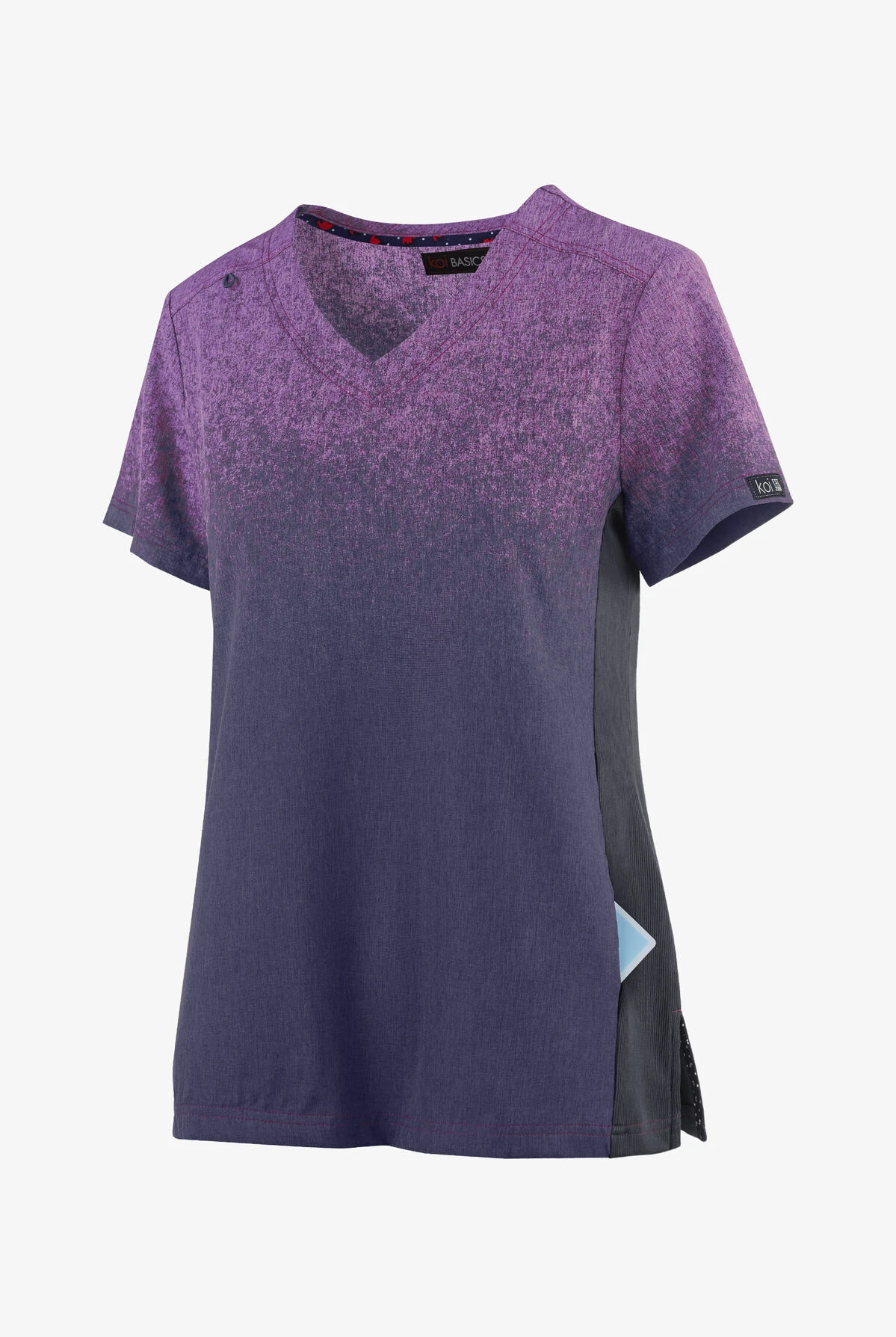 koi Basics Heather Wisteria/Charcoal Women's 2-Pocket Ombre Print Scrub Top Koi Basics Heather Wisteria/Charcoal Women's 2-Pocket Ombre Print Scrub Top -Cherokee Shop K1031HWI 3