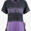 Koi Basics Cali Tie Dye Charcoal/Heather Wisteria V-Neck Print Scrub Top