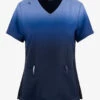 Koi Lite Ceil/Navy Ombre Women's 2-Pocket STRETCH V-Neck Print Scrub Top