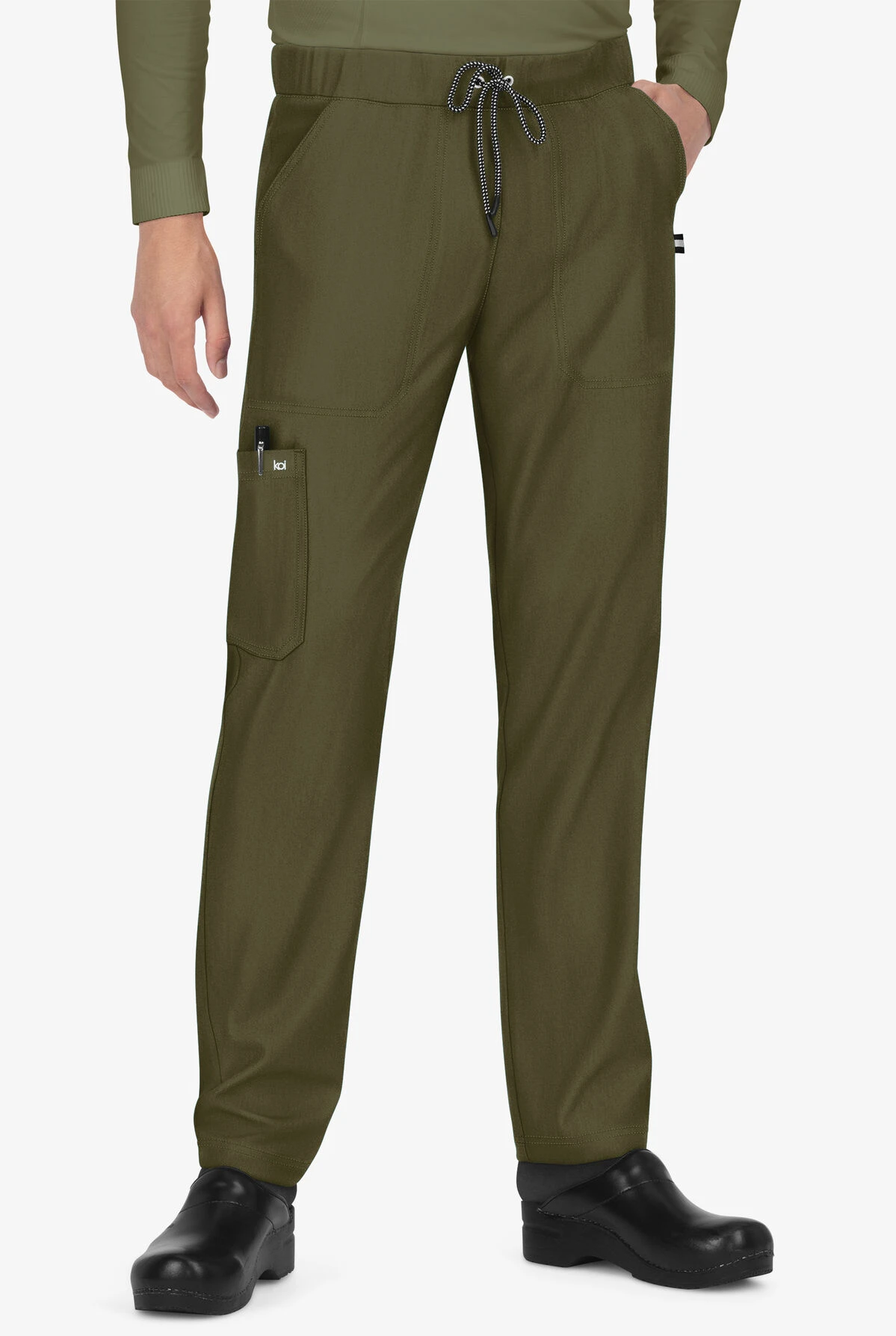 koi Next Gen Make it Happen Men's 6-Pocket STRETCH Drawstring Scrub Pants Koi Next Gen Make It Happen Men's 6-Pocket STRETCH Drawstring Scrub Pants -Cherokee Shop K609 101623 OLIVE 1