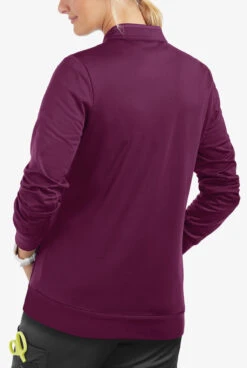 UA Butter-Soft STRETCH Women's 2-Pocket Technical Knit Zip Front Scrub Jacket 2 UA Butter-Soft STRETCH Women's 2-Pocket Technical Knit Zip Front Scrub Jacket -Cherokee Shop KN482 WINE 4