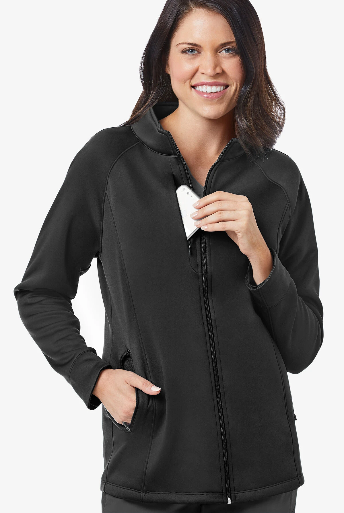 Maevn Blaze Women's 5-Pocket Zip Front Raglan Sleeve Fleece Scrub Jacket Maevn Blaze Women's 5-Pocket Zip Front Raglan Sleeve Fleece Scrub Jacket -Cherokee Shop MA3812 BLACK 2 HV