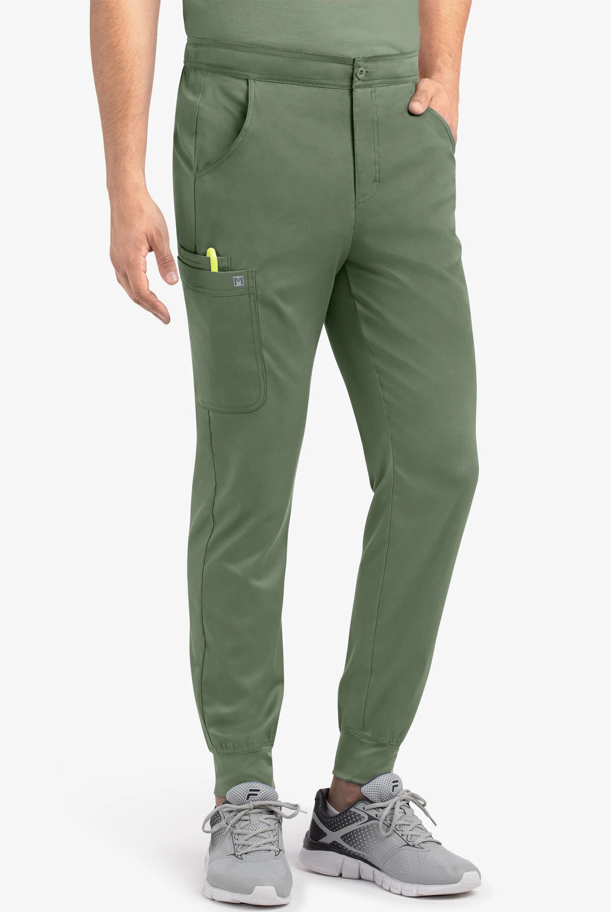 Maevn Matrix Men's 5-Pocket STRETCH Half Elastic Waistband Jogger Scrub Pants Maevn Matrix Men's 5-Pocket STRETCH Half Elastic Waistband Jogger Scrub Pants -Cherokee Shop MA8501 OLIVE 1