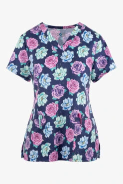 UA Exclusive Maevn Floral Best Buds Women's 3-Pocket V-Neck Print Scrub Top