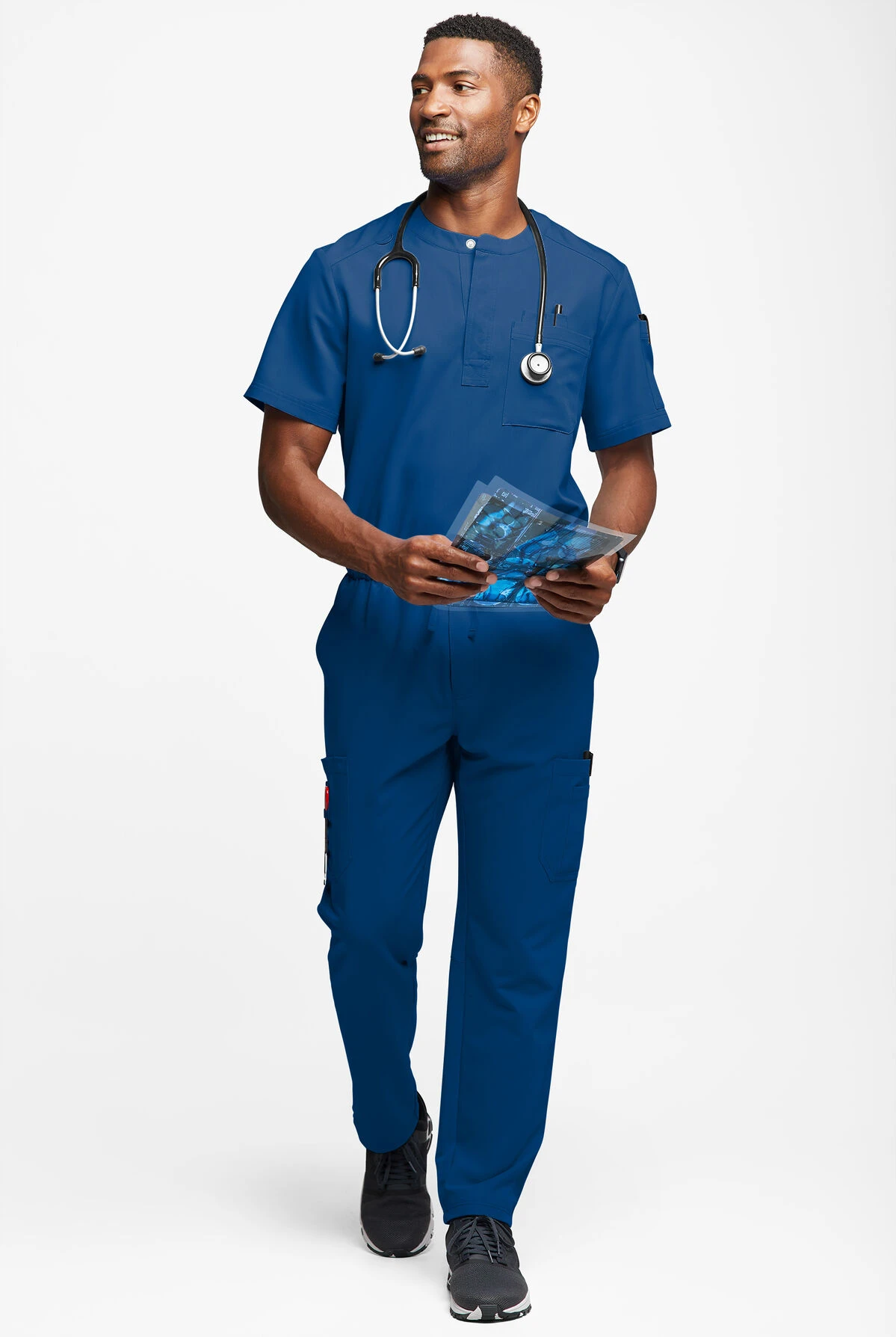 MOVEMENT by Butter-Soft Eclipse Men's 4-Pocket Short Sleeve Henley Scrub Top MOVEMENT By Butter-Soft Eclipse Men's 4-Pocket Short Sleeve Henley Scrub Top -Cherokee Shop MBS366 ROYAL 4 S