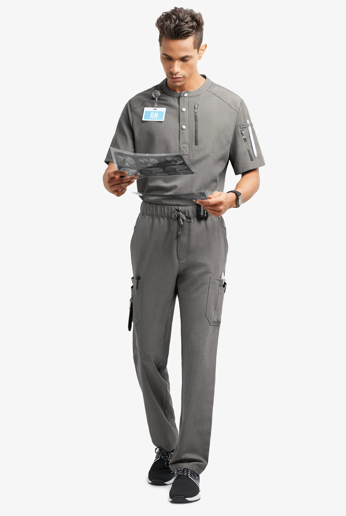 MOVEMENT by Butter-Soft Hadar Men's 9-Pocket Cargo STRETCH Scrub Pants MOVEMENT By Butter-Soft Hadar Men's 9-Pocket Cargo STRETCH Scrub Pants -Cherokee Shop MBS563 GRHEA 2