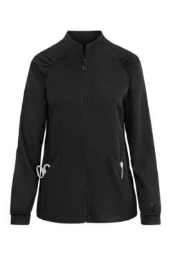 Med Couture Touch Women's 4-Pocket STRETCH Raglan Sleeve Zip Front Scrub Jacket