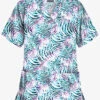 Butter-Soft Abstract Zebra Navy Women's 2-Pocket V-Neck Print Scrub Top