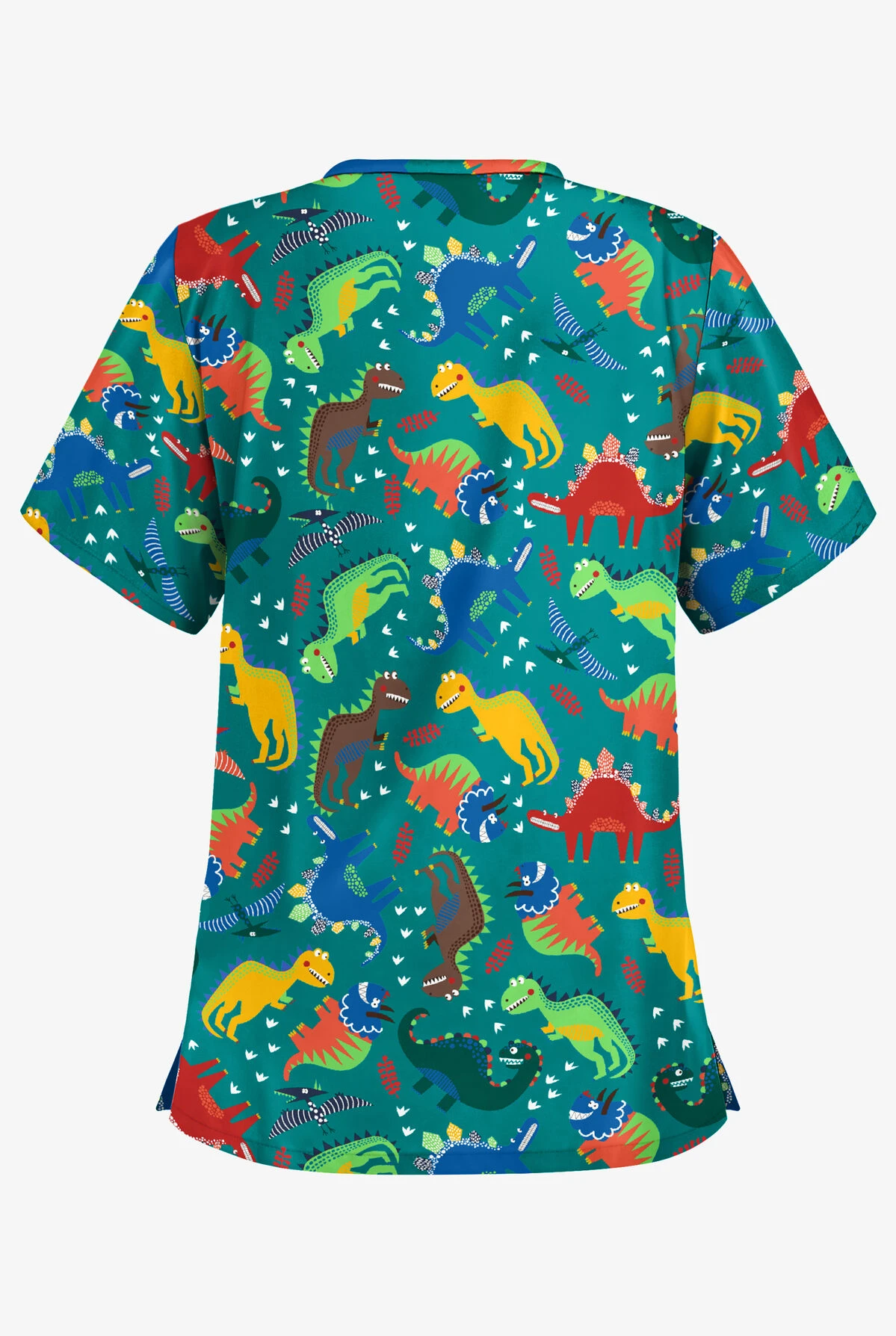 Butter-Soft Colorful Dinos Teal Women's 2-Pocket V-Neck Print Scrub Top Butter-Soft Colorful Dinos Teal Women's 2-Pocket V-Neck Print Scrub Top -Cherokee Shop PC62CDTL 2