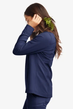 ReSurge Quartz Women’s 6-Pocket Long Sleeve Zip Front Scrub Jacket -Cherokee Shop RE521 100523 NAVY 3
