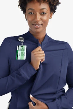 ReSurge Quartz Women’s 6-Pocket Long Sleeve Zip Front Scrub Jacket -Cherokee Shop RE521 100523 NAVY 5