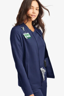ReSurge Quartz Women’s 6-Pocket Long Sleeve Zip Front Scrub Jacket -Cherokee Shop RE521 100523 NAVY 6