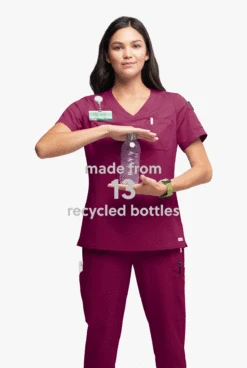 ReSurge Diamond Women's 3-Pocket V-Neck Tuck In / Wear Out Scrub Top -Cherokee Shop RE5513 092623 WINE 6