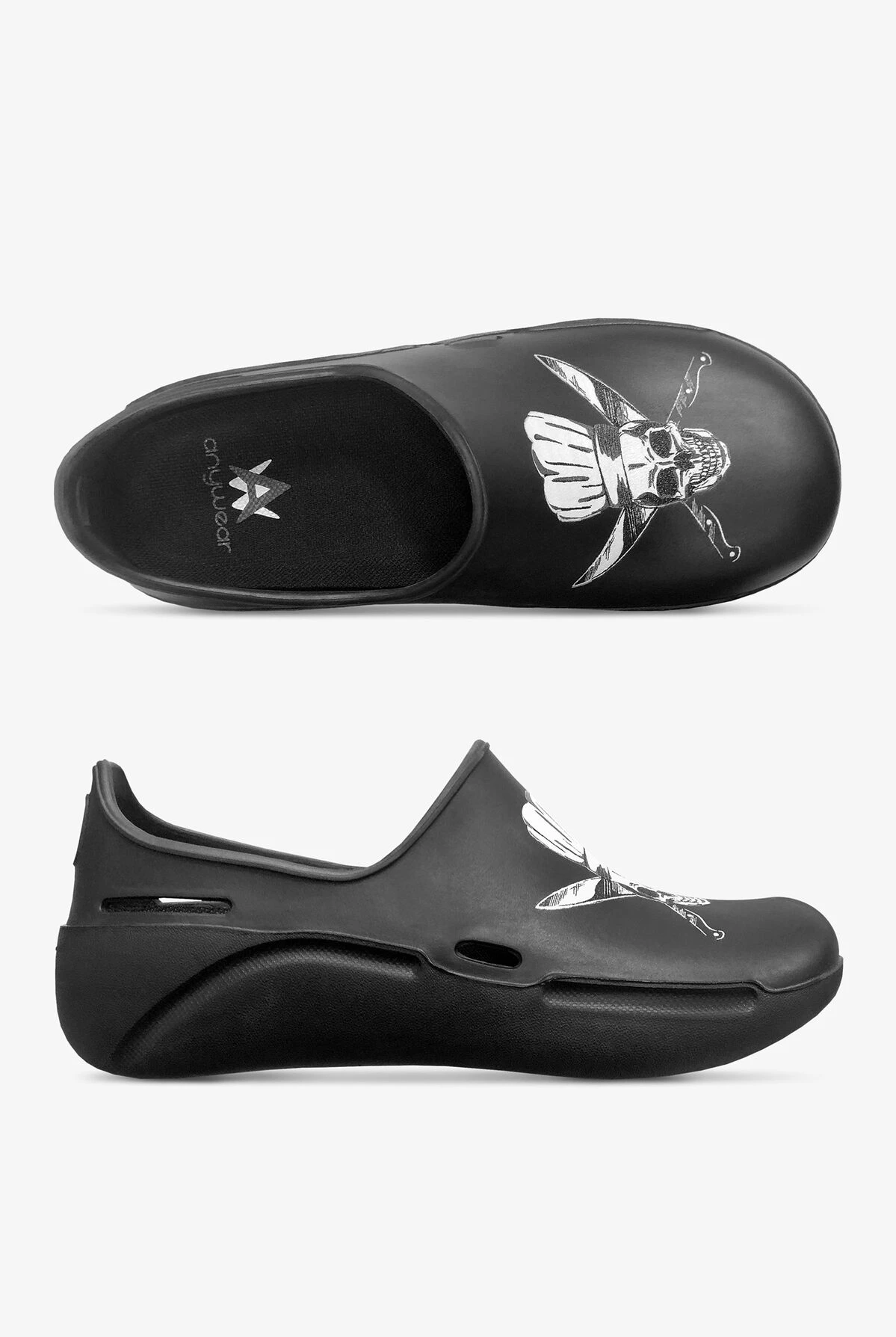 Anywear Unisex Streak Skull Crossed Slip On Shoes Anywear Unisex Streak Skull Crossed Slip On Shoes -Cherokee Shop STRSKCSD BLACK 1 S