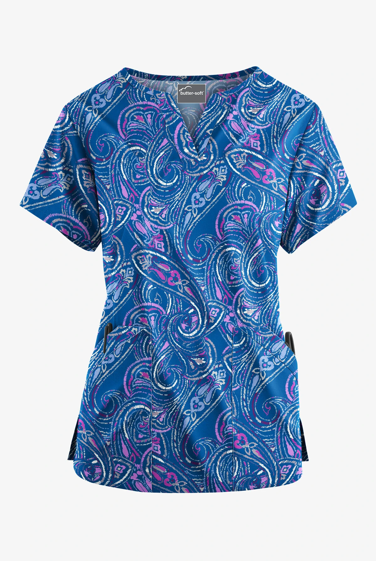 Butter-Soft Elegant Paisley Royal Women’s 4-Pocket V Notch-Neck Printed Scrub Top Butter-Soft Elegant Paisley Royal Women’s 4-Pocket V Notch-Neck Printed Scrub Top -Cherokee Shop TS1531EPRL 1