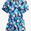 Butter-Soft Shining Stars Women’s 4-Pocket V Notch-Neck Printed Scrub Top
