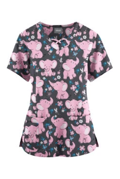 Butter-Soft Originals Playground Day Pewter Women's 3-Pocket Criss Cross Printed Scrub Top 