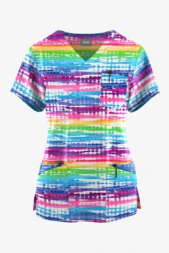 Butter-Soft Originals Rio Stripe Women's 7-Pocket Curved V-Neck Printed Scrub Top 