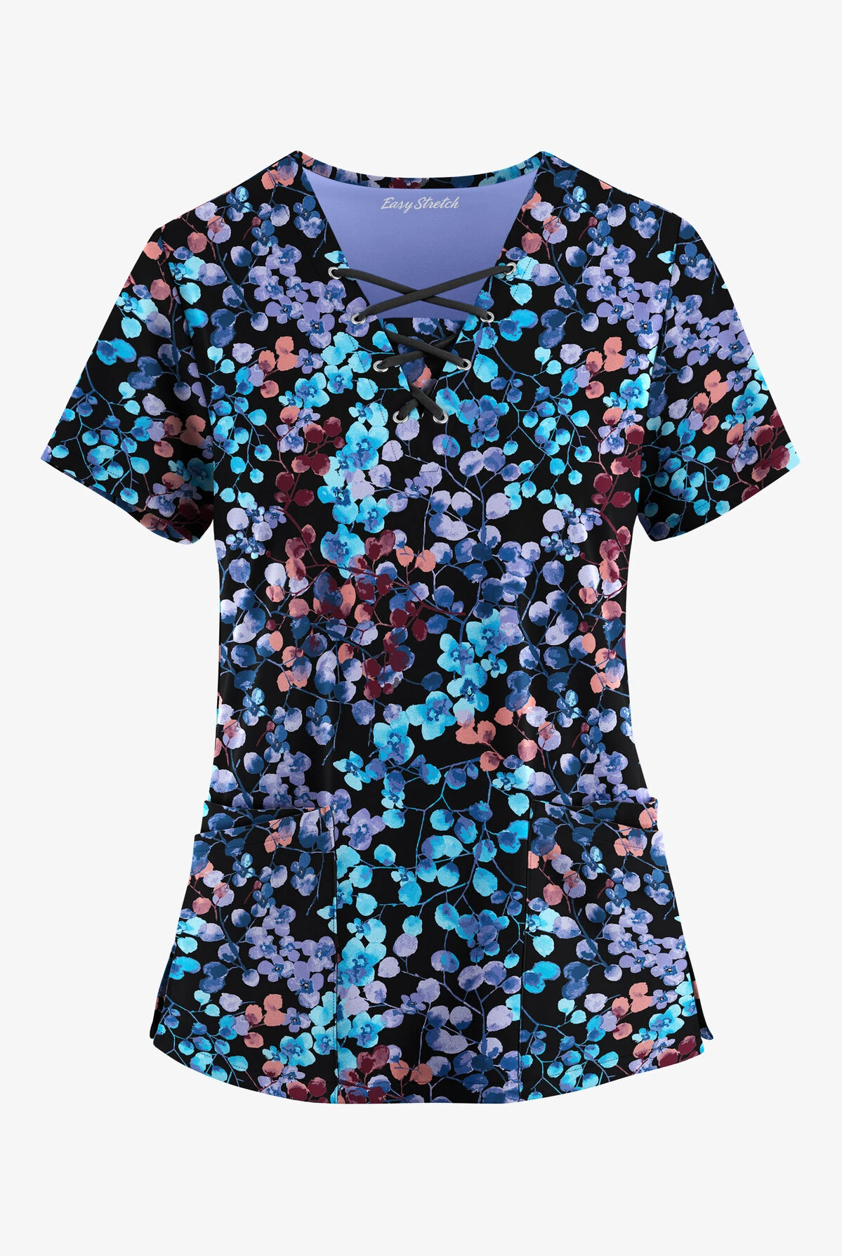 Easy STRETCH By Butter-Soft™ Floral Blossoms Women's 4-Pocket Lace Up V-Neck Printed Scrub Top Easy STRETCH By Butter-Soft™ Floral Blossoms Women's 4-Pocket Lace Up V-Neck Printed Scrub Top -Cherokee Shop TS222FBBK 100423 1