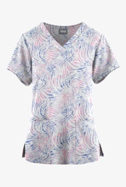 Butter-Soft Originals Abstract Zebra Women's 4-Pocket Rounded V-Neck Printed Scrub Top